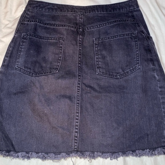 ANTHROPOLOGIE Brand PILCRO Black Wash Denim Fringe A Line Button Up Skirt Luxury - Picture 9 of 11